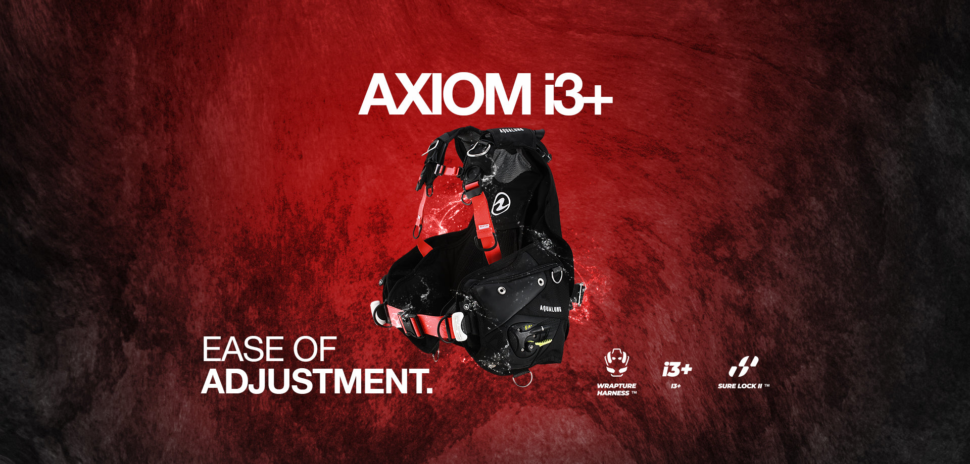 Banner of black Axiom i3+ BCD with red accents 